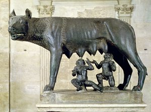 De Capitolijnse Wolvin met figuren van Romulus en Remus door Antonio Pollaiuolo ca. 1484-96